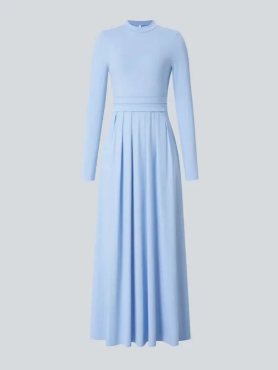 Long-Sleeve Light Blue Maxi Dress - Picture 5 of 6